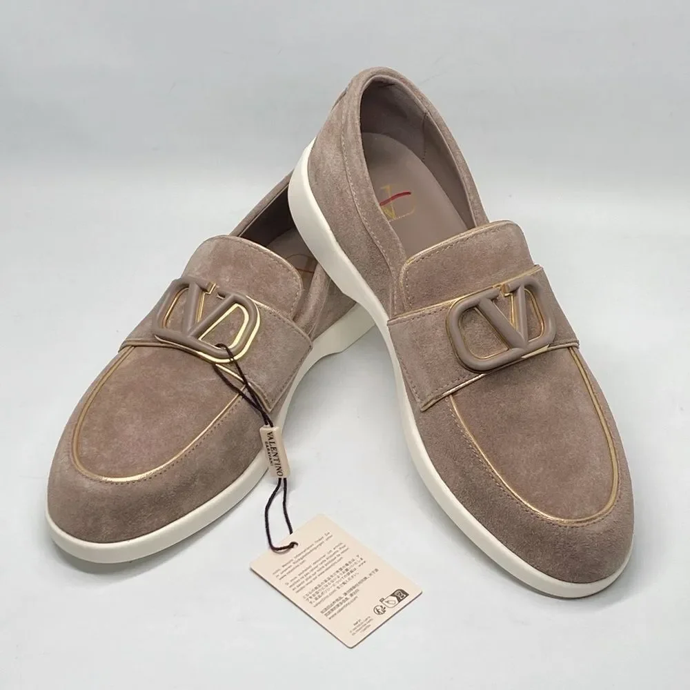 Valentino Garavani Leisure Flows Split Suede Leather Loafers size 37